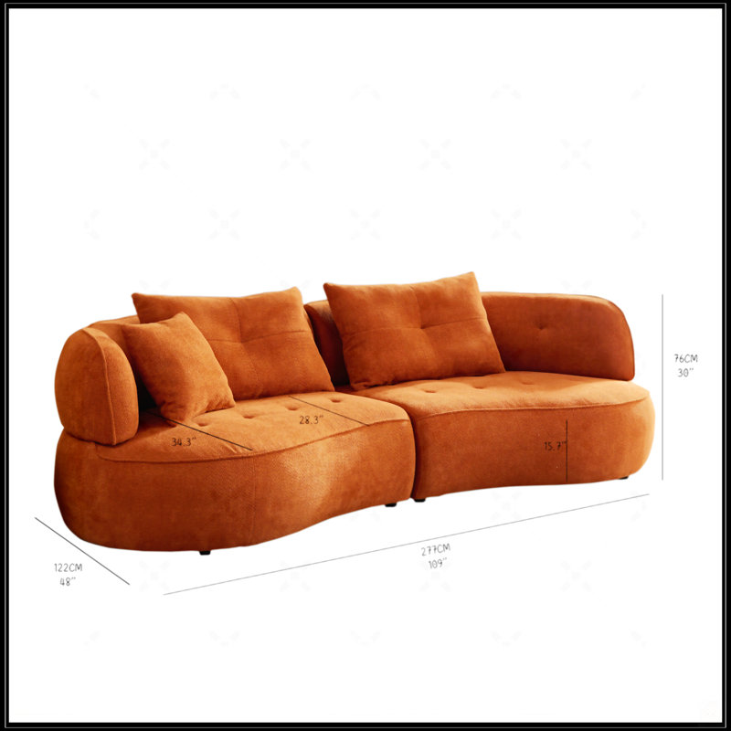 Orange Sectional Sofa With Removable Pillows