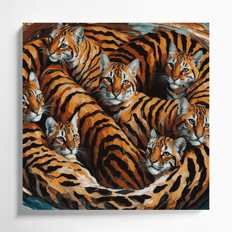 «Cats Toyger», art mural sur toile noire, H 16 po x l 16 po