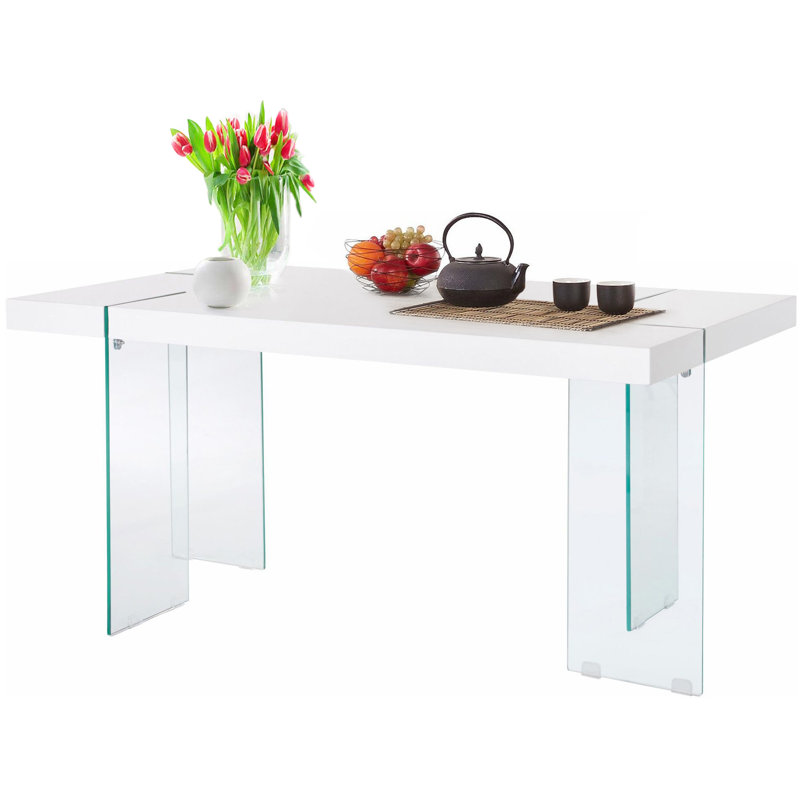 Anakin Pine Solid Wood Top Dining Table, White