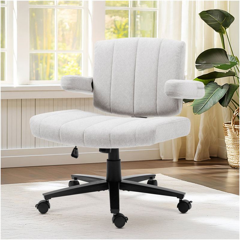 Chaise de bureau à domicile, chaise de bureau pivotante en tissu Criss Cross avec roulette, chaise d'ordinateur à hauteur réglable pour le travail d'étude (gris)