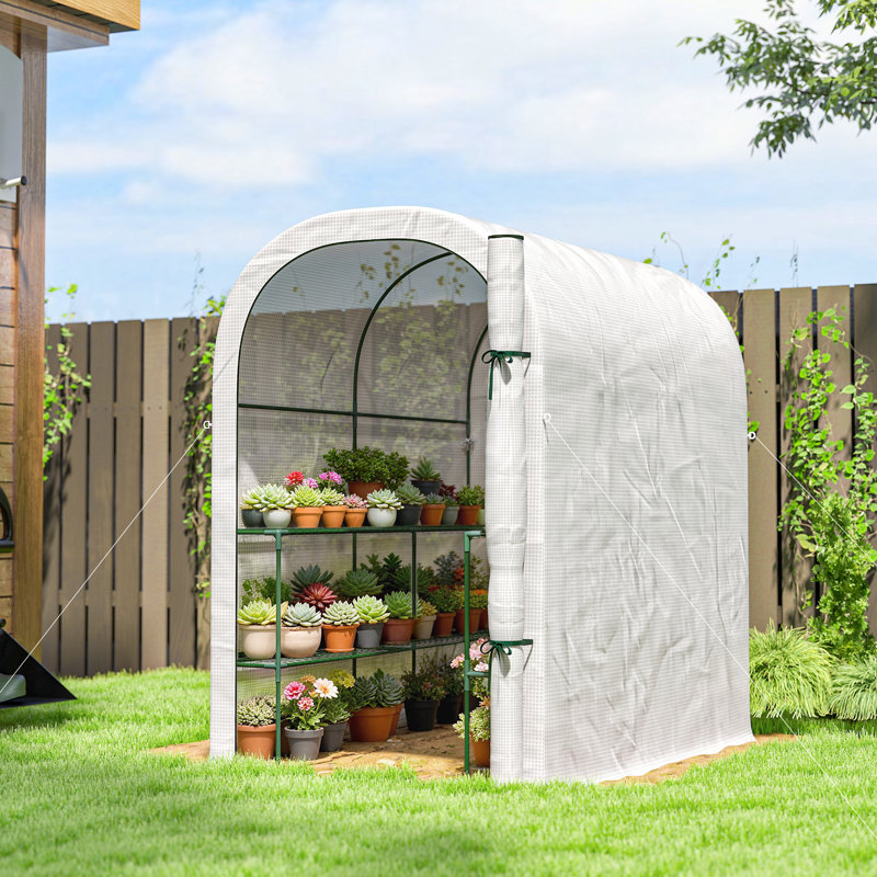Mini serre d'extérieur avec tablettes Walk-in, blanc, Blanc