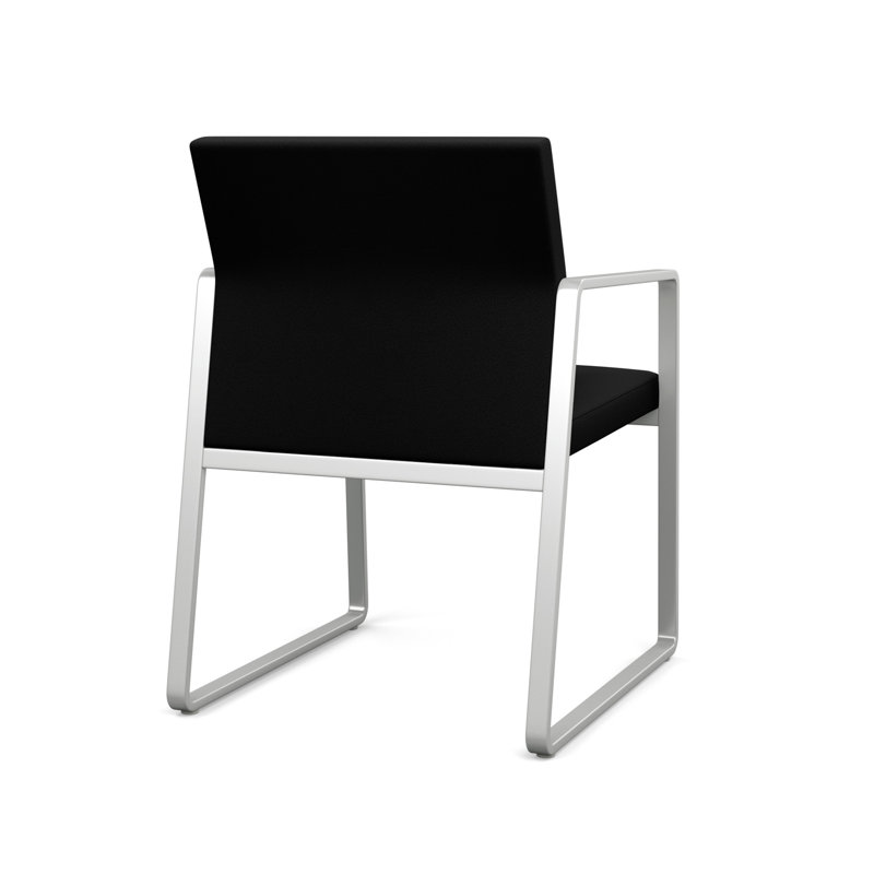 Chaise d'invité Gansett, Portes ouvertes en tissu noir, Argent