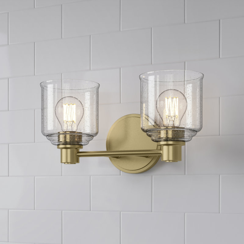 Meuble-lavabo 2 lumières Vessair, H 7,5 po x l 14 po x P 6 po, Laiton, Deux lumières