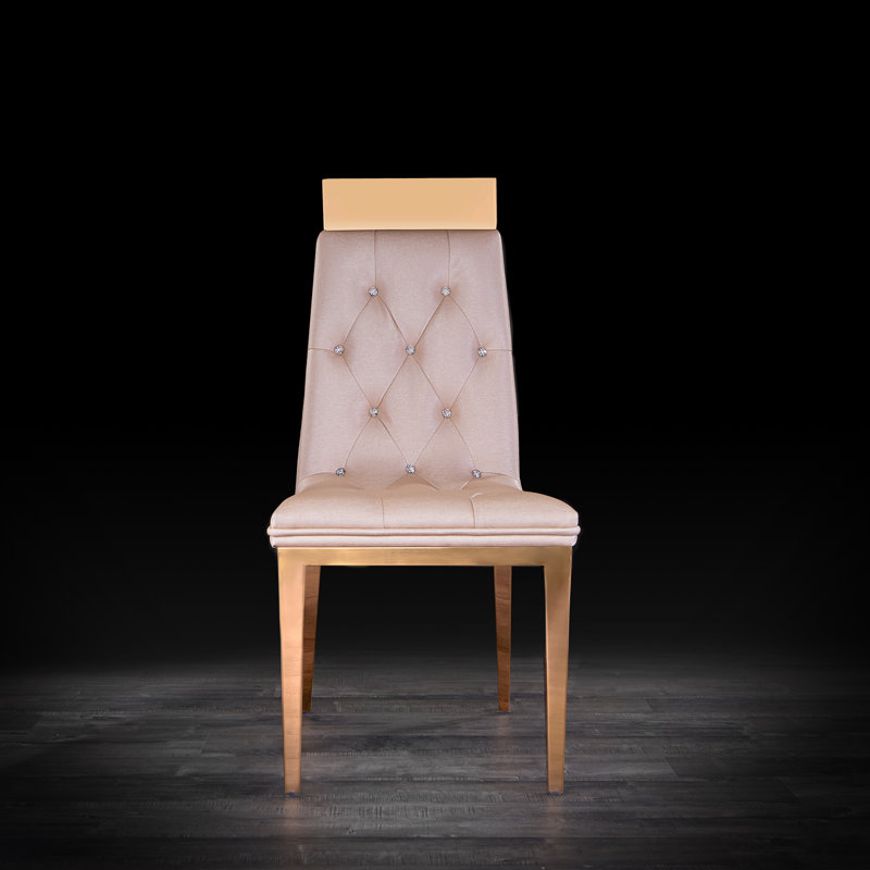 Chaise rembourrée Menne, huître, Or