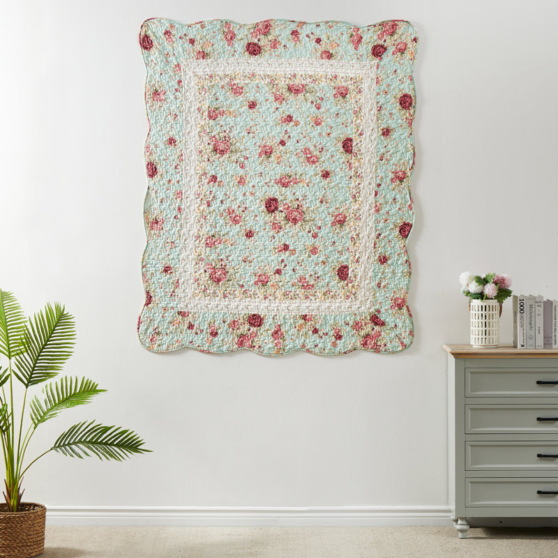 Antique Rose Multicolor Cotton Reversible Throw Blanket