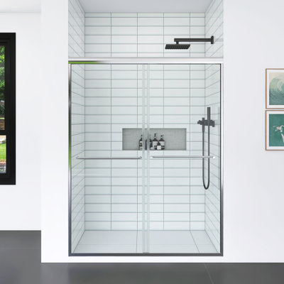 Double Sliding  Framed Shower Door With Tempered Glass