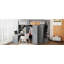 Lit mezzanine double avec garde-robe, bureau et tablettes-109937188