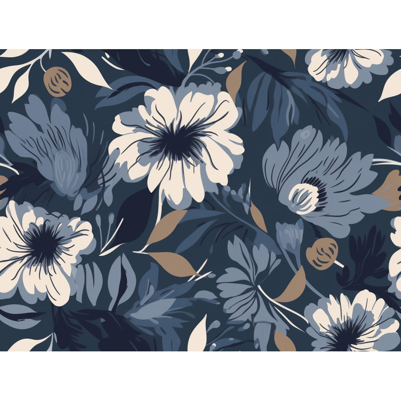 Machine Printed Comforter, King Comforter, Gray/Navy Floral