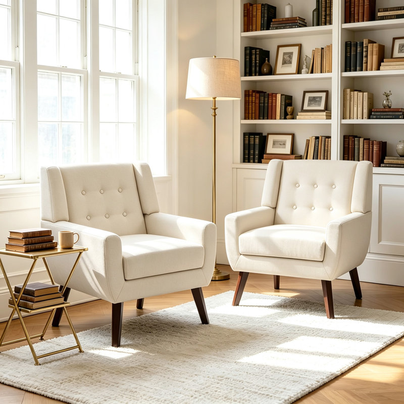Fauteuil Davey, Mélange de lin blanc