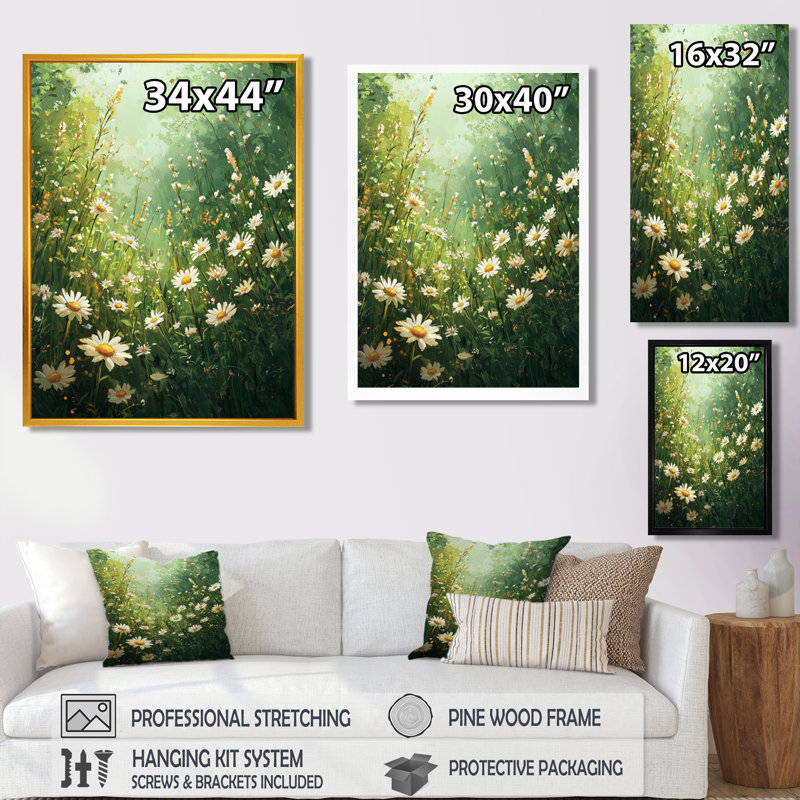 Naugle - art mural floral, H 20 po x l 12 po, Reproduction encadrée d'une seule photo, Blanc