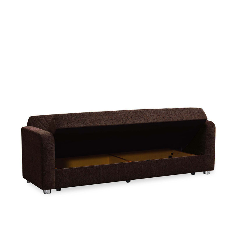 Glines Joker 86 in. Fabric Upholstered 3-Seater Twin 3-in-1 Sleeper Sofa Bed with Storage, Dark Brown