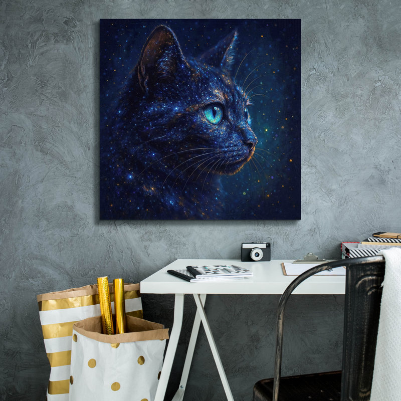  «Feline Starlight» par Rey Klimt, art mural sur toile, 26 po x 26 po, H 26 po x l 26 po