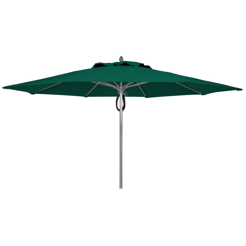 Parasol de marché 11 'Prestige, Velours vert forêt, Aluminium brillant