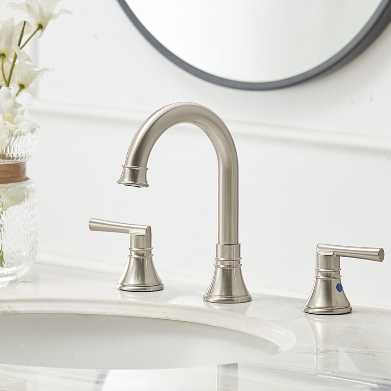 8 po Robinet de salle de bain à poignée double avec drain escamotable, Nickel brossé