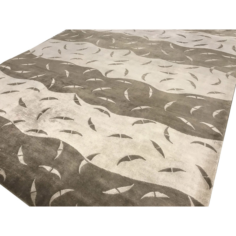 Tapis chameau et beige noué à la main de haute qualité