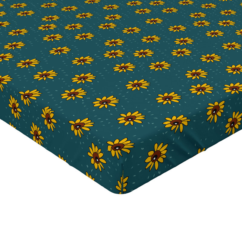 Ensemble de 2 draps-housses Ambesonne, Drap-housse de taille simple, Bleu sarcelle foncé, jaune / floral