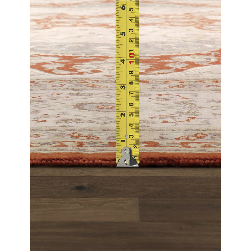 Tapis beige / rouge en laine noué à la main de conception unique 9 pi 11 po x 14 pi Tabriz