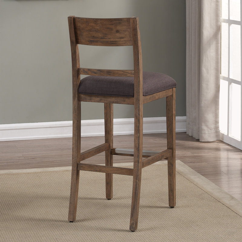 Upholstered Counter Stool with Solid Wood Frame, Charcoal, Brown, Bar Stool (30" Seat Height)