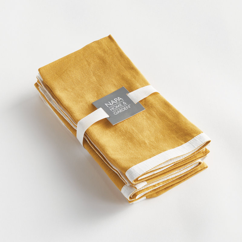 Nigel Saffron Dinner Napkins, Yellow/White
