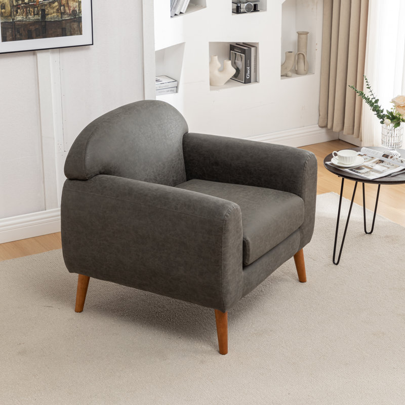 Chaise d'appoint rembourrée en similicuir Libero, Similicuir gris anthracite