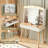 Vanity Desk with Mirror & Light, Large Drawer Three Level Storage, Adjustable Brightness for Makeup and Skincare