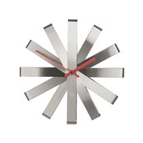 Red Teal Cubist Fusion Metal Wall Clock Design Art Size: Small