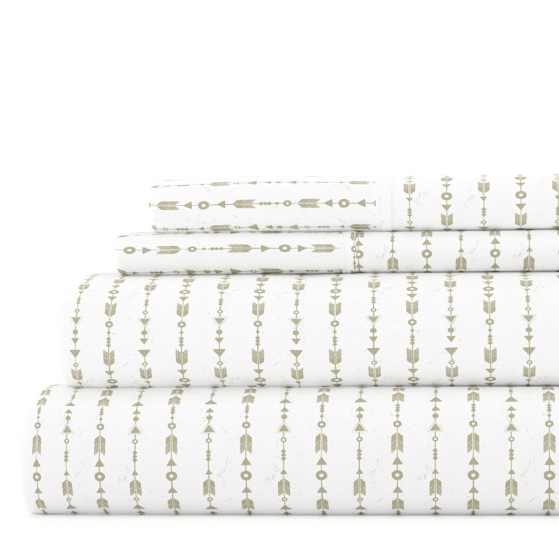 Sage Beaded Arrows Print Microfiber Full Sheet Set