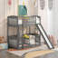 Lit superposé simple avec glissade, lit simple superposé simple avec clôture et échelle pour enfants adolescents gris-1329358436