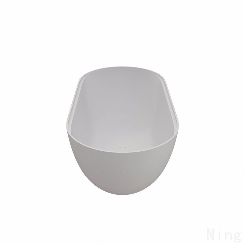 59" Premium Solid Surface Deep Soaking Bathtub With Acrylic Shelf
