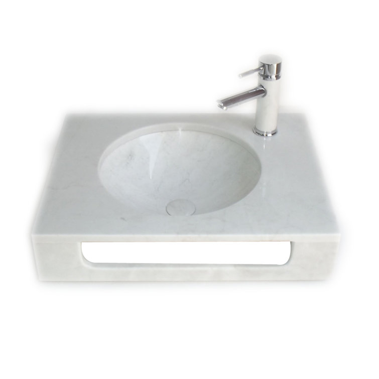 Eviva 18.5'' White Stone Circular Bathroom Sink with Overflow