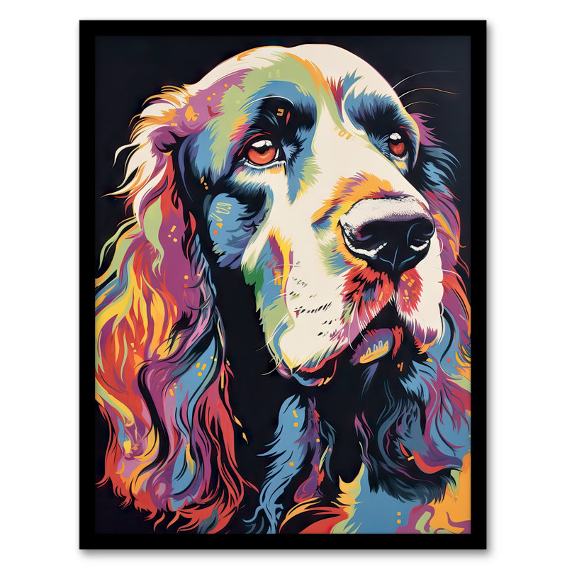 Aksaa English Cocker Spaniel Head Colourful Cute Dog - Single Picture Frame Print