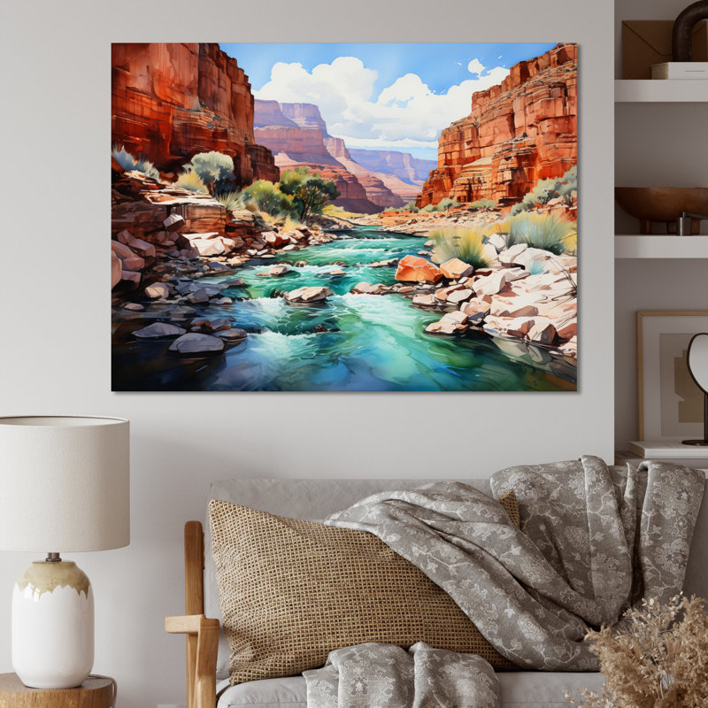Nevada Canyon River - paysages, reproduction sur toile, Toile tendue, H 24 po x l 32 po x P 1 po