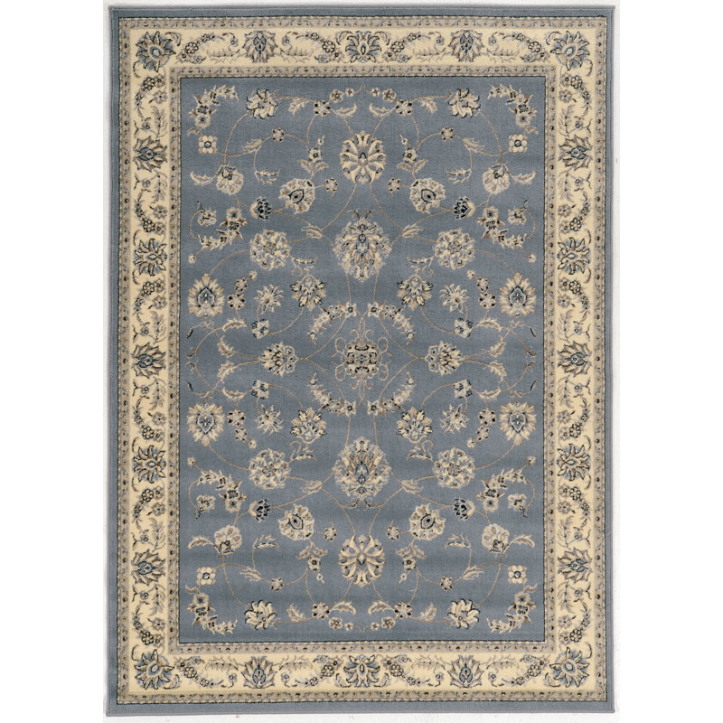 Tapis oriental gris / bleu Weiser, Rectangle 5 pi 5 po x 7 pi 7 po