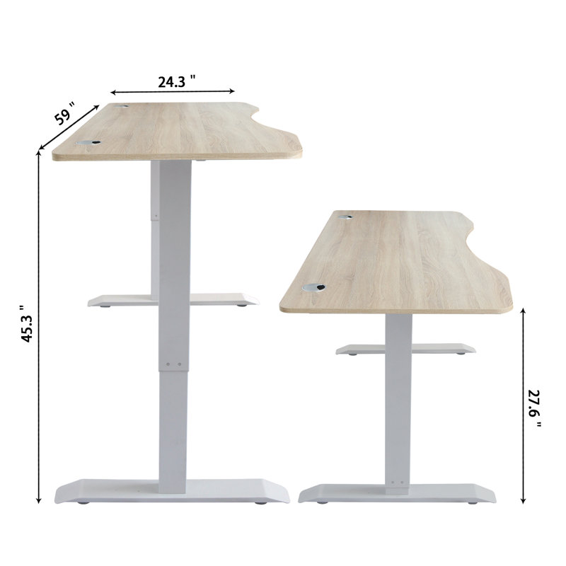 Bureau debout à hauteur ajustable Toni, Chêne naturel / blanc