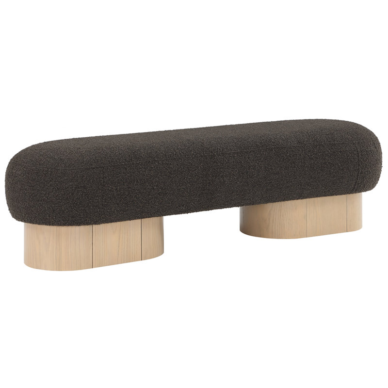 Denyer Fabric Upholstered Bench, Light Oak, Brown