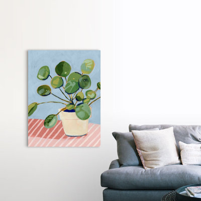 Plante sur toile rose I, art mural