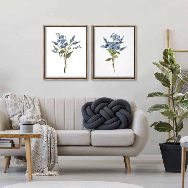 Geranium Sprig Bundles, ensemble de 2 toiles flottantes encadrées noires, design par Carol Robinson, H 21 po x l 17 po