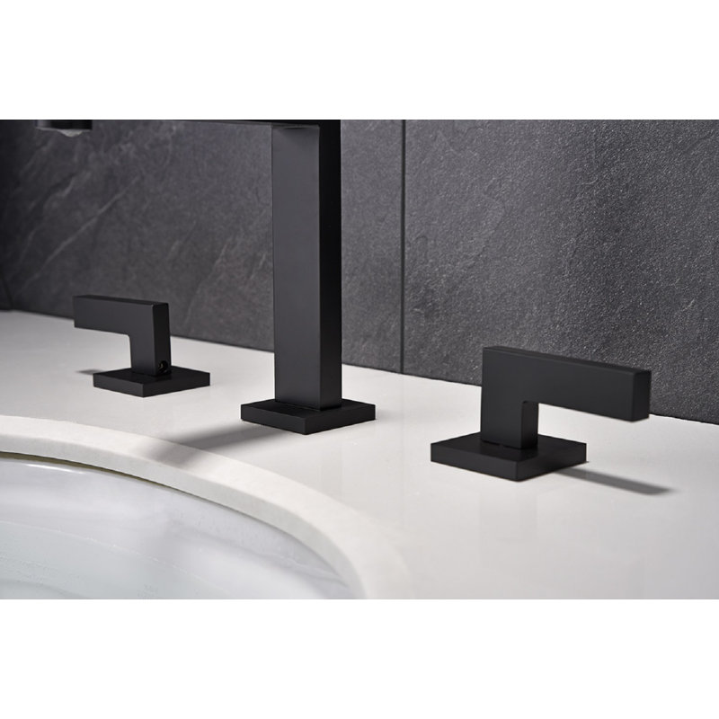 Deck Mounted Bathroom 2 Handle 3 Hole Bathroom Faucet,Matte Black