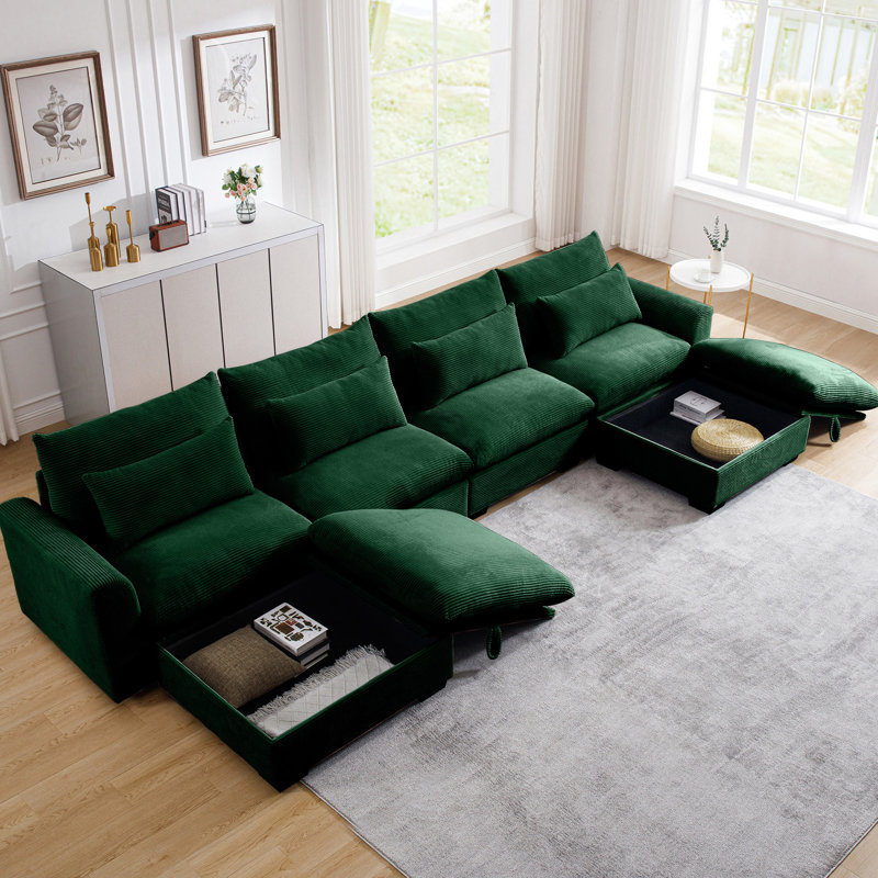 Fauteuil en velours côtelé Big Big, Vert