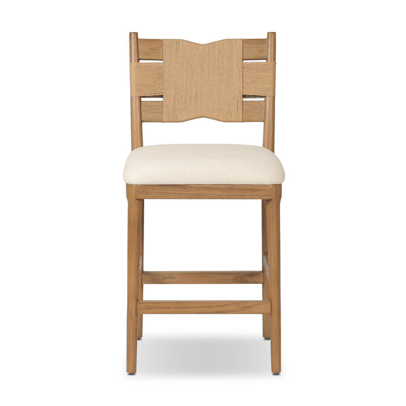 Tova Upholstered Stool, Light Buff Oak