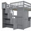 Lit mezzanine double avec escalier, bibliothèque, tiroirs, bureau et garde-robe-1269771727-1269771723