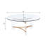 Table basse dorée, plateau rond élégant en verre trempé de 10 mm, soutenu par une structure triangulaire unique en métal et une base en acrylique, pour le salon, le salon, le bureau, assemblage facile à nettoyer et finition rapide