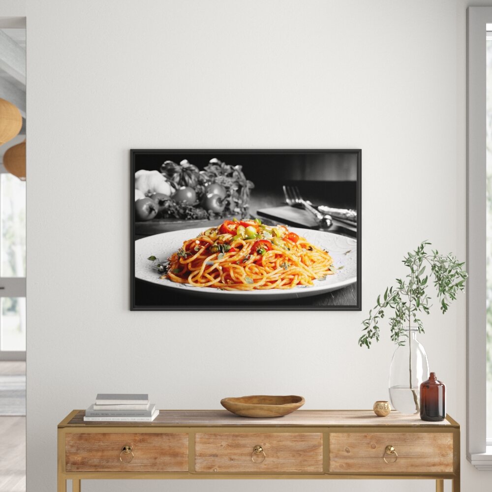 Gerahmtes Wandbild schmackhafte Spaghetti Italia