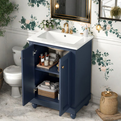 Storage Vanities(must Include Both Vanity Cabinet  And Sink), 24 Inch Mdf Wood Modern Bath