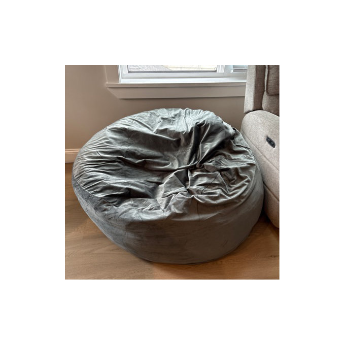 Memory Foam Filled Bean Bag Chair with Soft Removeable Cover - Green Velvet, 54" H x 54" W x 28" D