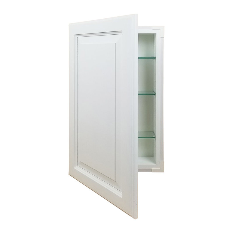 Armoire à pharmacie surélevée encastrée sans cadre 1 porte avec tablettes réglables Ciara, Blanc