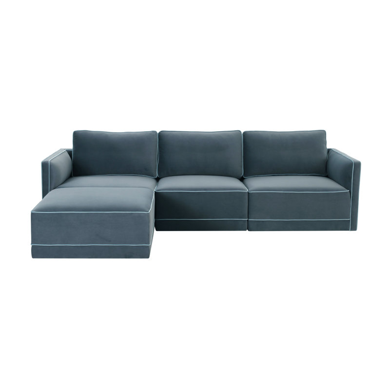 Clairah Misty Modular Sectional, Blue Velvet