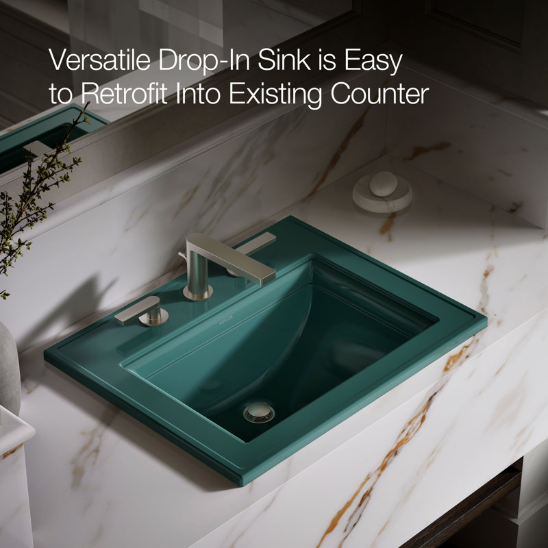 Memoirs® Stately Drop-in Bathroom Sink, Teal, 8" Centers