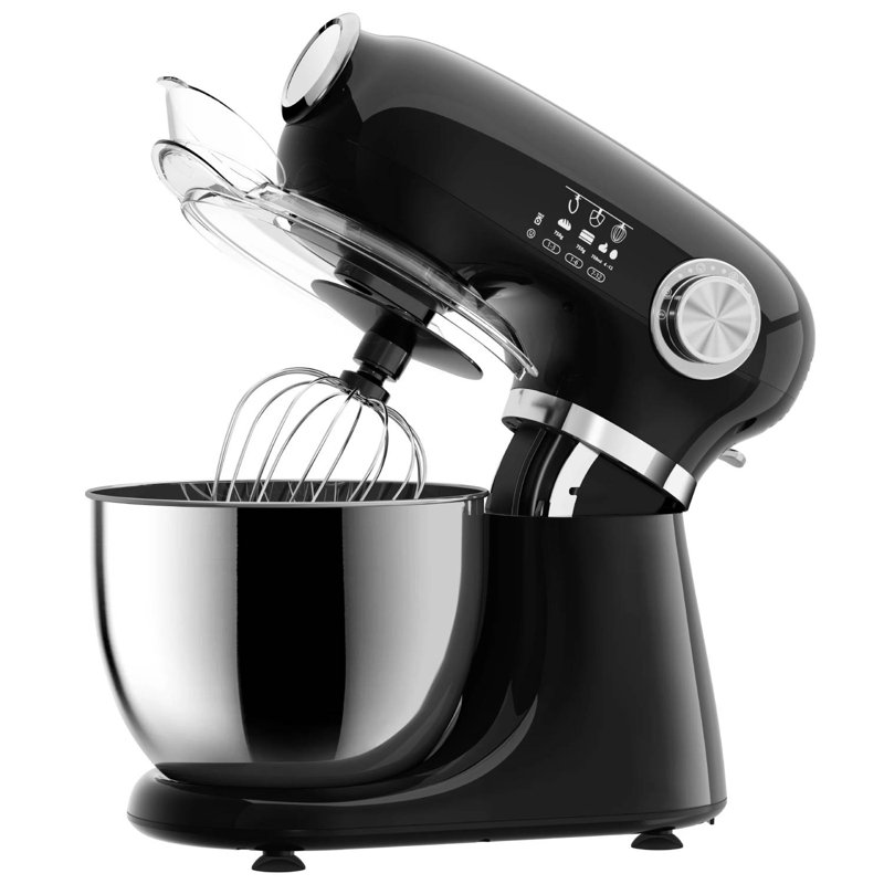 6-qt 12-speed Tilt-head Stand Mixer With Bowl, Dough Hook, Beater, Whisk, & Accessories, Black
