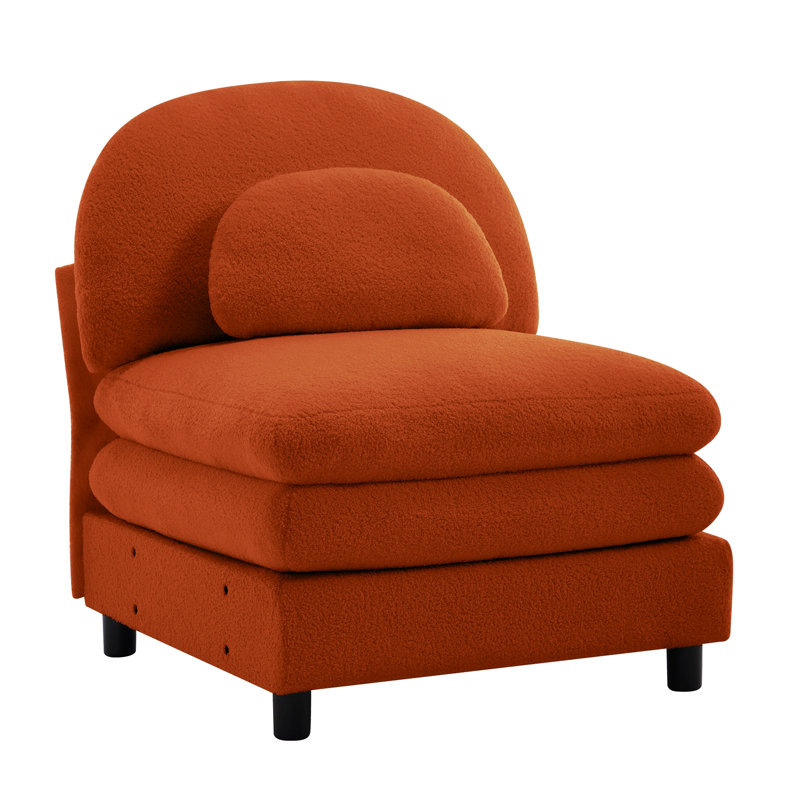 Chaise d'appoint, fauteuil sans accoudoirs avec coussin, Orange